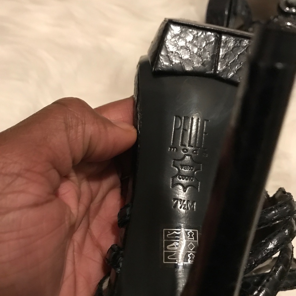 Pelle Moda Python Jeweled Heels - image 4